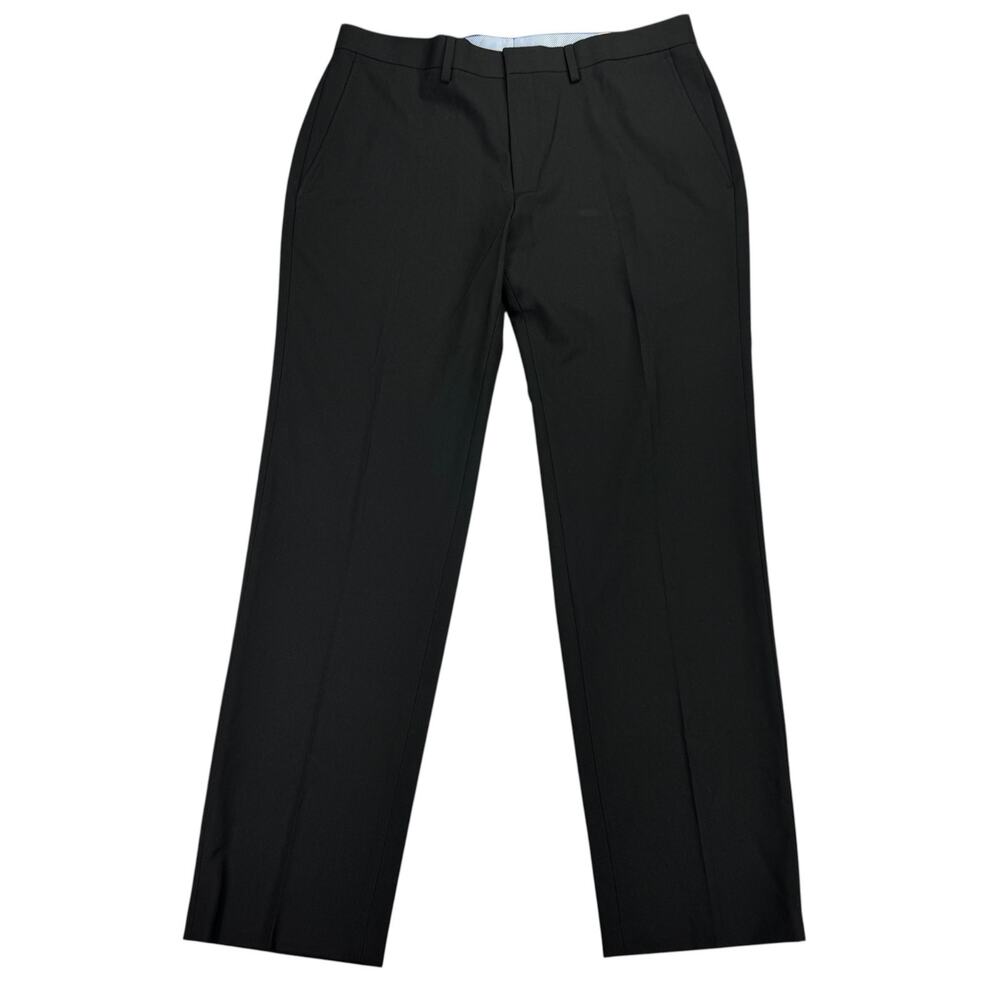 Haggar Mens Premium Slim Fit Flat Front Stretch Dress Pants Black 34x30